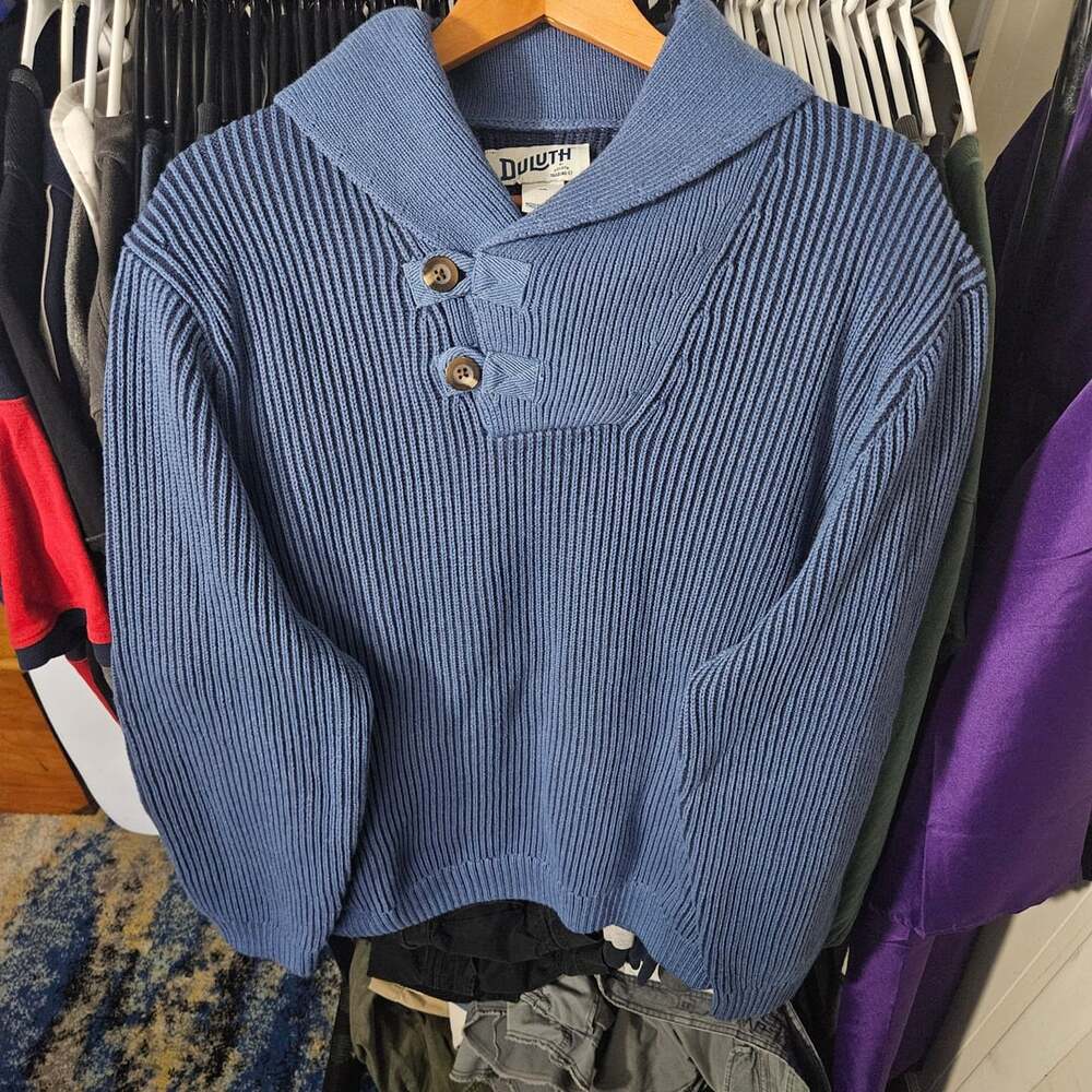 Duluth Trading Co High Neck Infantry Sweater Blue XL